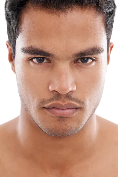 Handsome Confident Cropped Portrait Handsome Young Man — Stock Photo, Image
