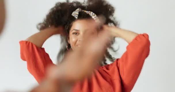 Photoshoot Mulher Negra Modelo Com Fotógrafo Estúdio Para Fotografia Moda — Vídeo de Stock