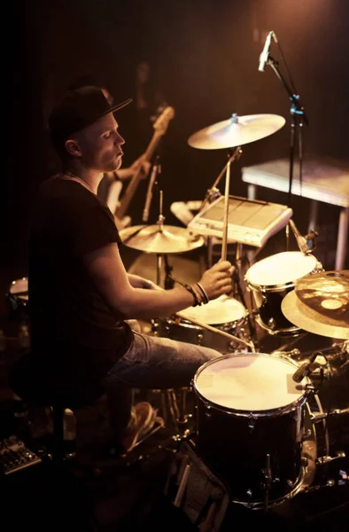 Talented Drummer Playing Drums Show Concert Created Sole Purpose Photo — Stock Photo, Image