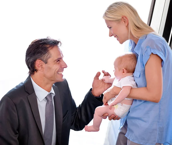 Kom Graag Thuis Bij Mijn Twee Meisjes Jonge Vader Begroet — Stockfoto