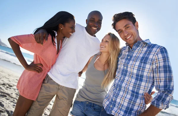 Spending Time Great Friends Cropped Portrait Two Happy Couples Enjoying — Stock Photo, Image