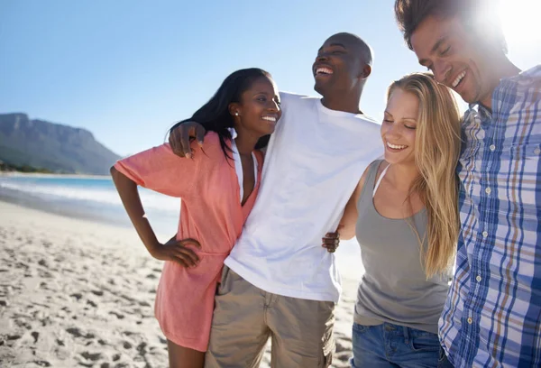 Enjoying Company Great Pals Cropped View Two Young Couples Spending — Stock Photo, Image
