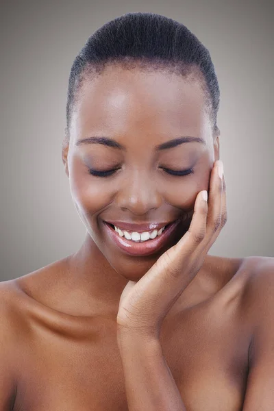 Personality Charming Her Beauty Beautiful Young Woman Touching Her Face — Stock Photo, Image