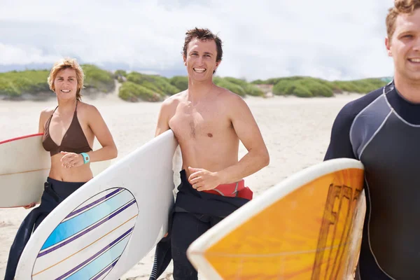 Surfen Ist Mehr Als Belebend Junge Surfer Freuen Sich Auf — Stockfoto