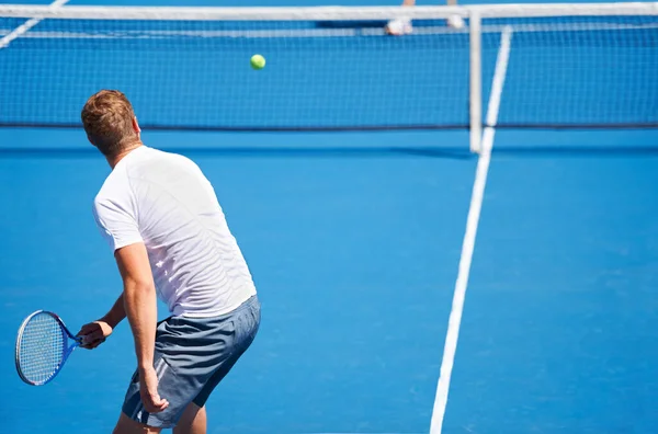 Arrivare Ogni Allenamento Tennis Due Persone Che Giocano Tennis Fuori — Foto Stock