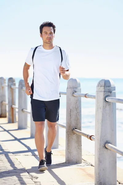 Esta Visión Hace Que Trotar Sea Una Alegría Joven Trotando — Foto de Stock