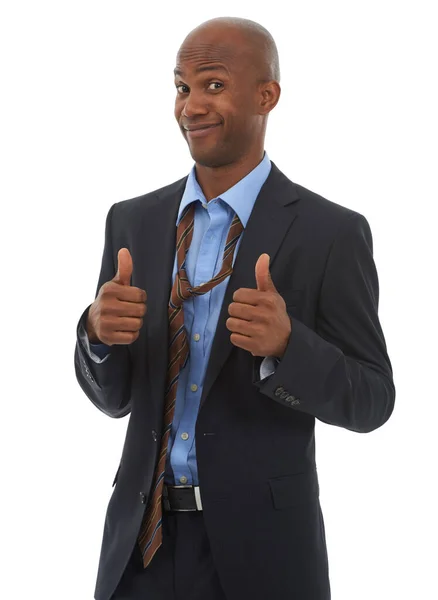 Está Tudo Bem Empresário Afro Americano Dando Polegar Para Cima — Fotografia de Stock