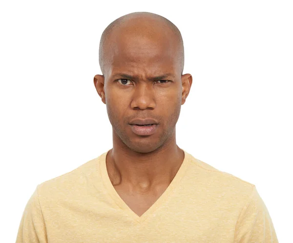 What Did You Say African Amefrican Man Frowning Looking Puzzled — Stock Photo, Image