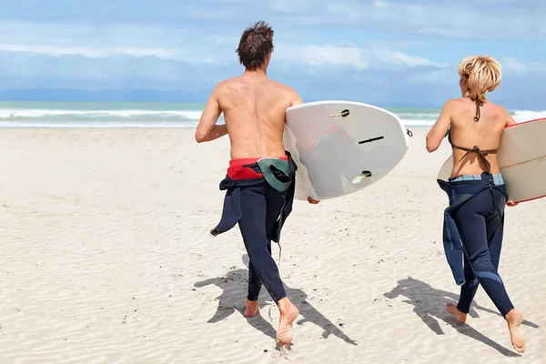 Surfen Ist Mehr Als Belebend Junge Surfer Freuen Sich Auf — Stockfoto