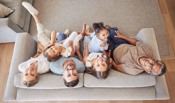 Familie Kinderen Liefde Met Kinderen Van Boven Naast Grootouders Ouders — Stockfoto