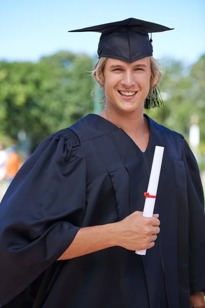 Den Rest Seines Lebens Hält Seinen Händen Porträt Eines Glücklichen — Stockfoto