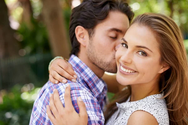 Cant Get Enough Each Other Portrait Happy Young Couple Hugging — Stock Photo, Image