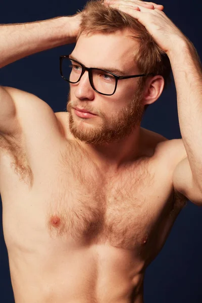 Just Being Himself Cropped View Muscular Man Wearing Hipster Glasses — Stock Photo, Image