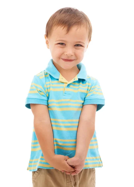 Cant Get Any Cuter Studio Portrait Smiling Young Boy Isolated — Stock Photo, Image