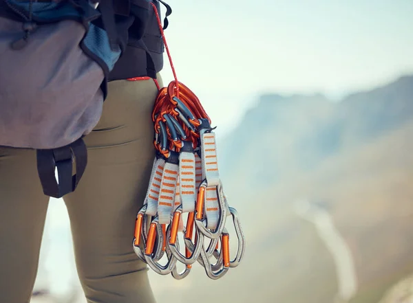 Hiking Climb Cables Gear Mountain Adventure Equipment Backpacking Nature Hiker — Stock Photo, Image
