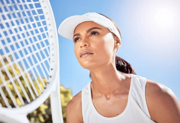 Фітнес Зір Теніс Тренування Жінок Тенісному Корті Влітку Мотивація Мислення — стокове фото
