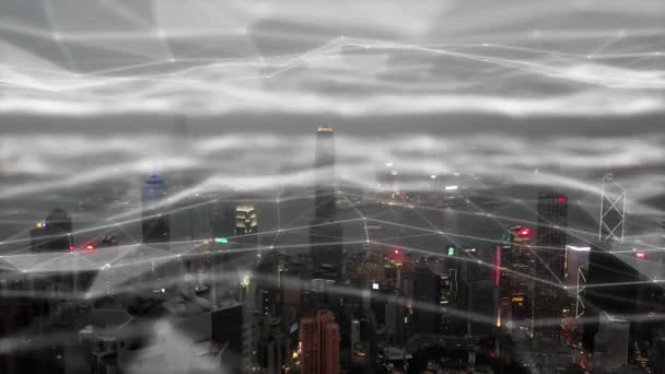 Futurista Holograma Web Cidade Urbana Para Internet Rede Wifi Tecnologia — Vídeo de Stock