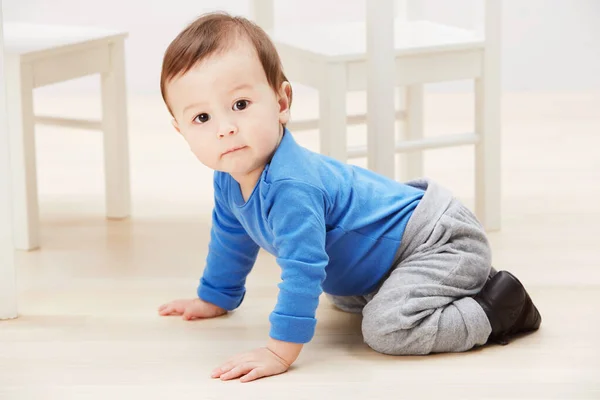 Having Crawl House Adorable Little Boy Crawling Floor Home — Stock Photo, Image