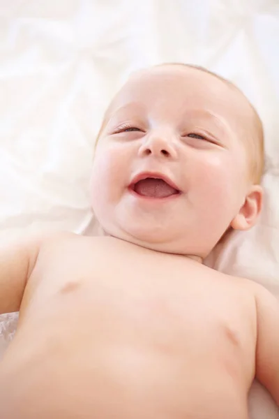 Adults Silly Creatures Cute Little Baby Laughing Happily — Stock Photo, Image