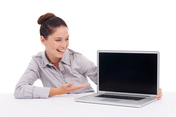 Este Sitio Web Muy Bien Captura Estudio Una Joven Mujer — Foto de Stock