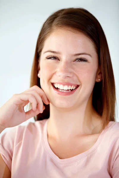 Sucesso Tudo Dia Trabalho Retrato Uma Bela Mulher Negócios Sentada — Fotografia de Stock