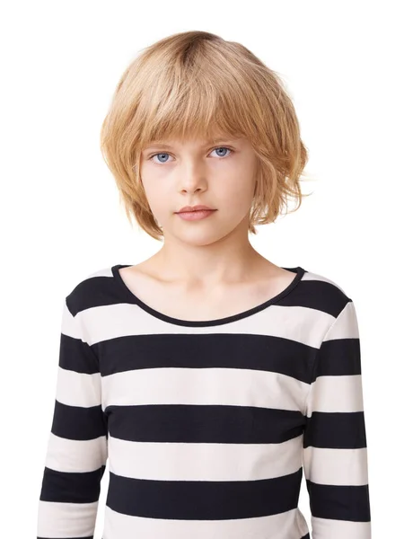 Porträt Perfektion Porträt Eines Hübschen Kleinen Mädchens Vor Weißem Hintergrund — Stockfoto