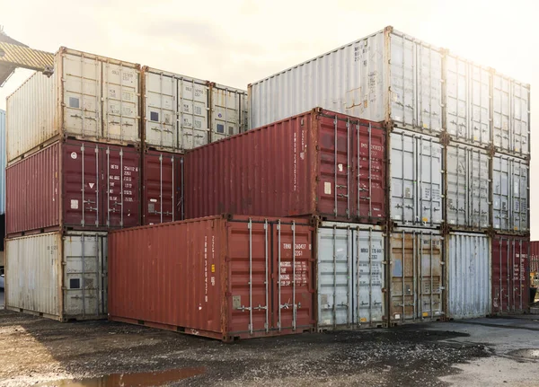 Container Schifffahrts Und Logistikfrachtlager Einem Hafen Für Den Internationalen Und — Stockfoto