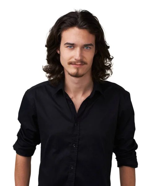 Hes Dish Handsome Young Man Goatee Smiling Camera — Stock Photo, Image