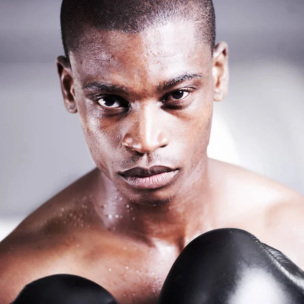 Nada Além Sucesso Servirá Pugilista Afro Americano Com Olhar Determinação — Fotografia de Stock