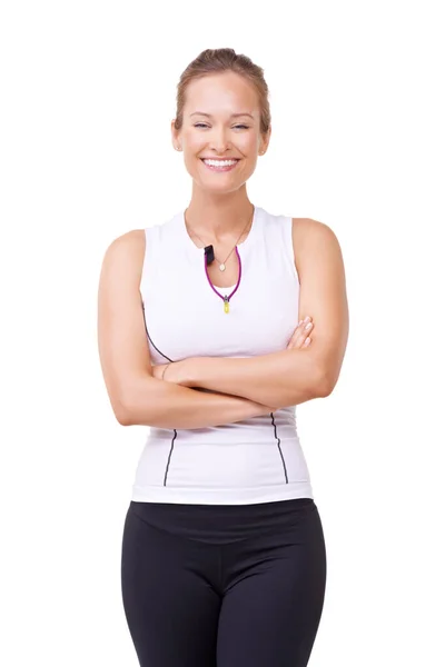 Get Fit Get Happy Studio Portrait Attractive Woman Gym Clothes — Stock Photo, Image
