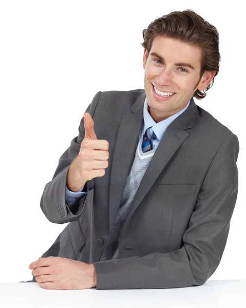 Youve Got Approval Stylish Young Businessman Showing You Thumbs While — Stock Photo, Image