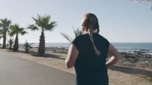 Fitness Run Vrouw Training Straat Stad Van Australië Voor Cardiotraining — Stockvideo