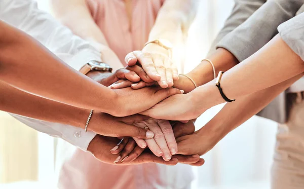 Teamwork Collaboration Hands Business People Circle Motivation Support Community Office — Stock Photo © PeopleImages.com #649076308