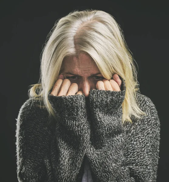 Miedo Salud Mental Depresión Oscura Para Las Mujeres Con Ansiedad — Foto de Stock