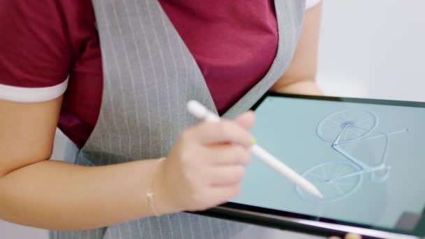 Diseño Gráfico Tabletas Bolígrafos Bicicletas Animación Por Tecnología Software Desarrollador — Vídeo de stock