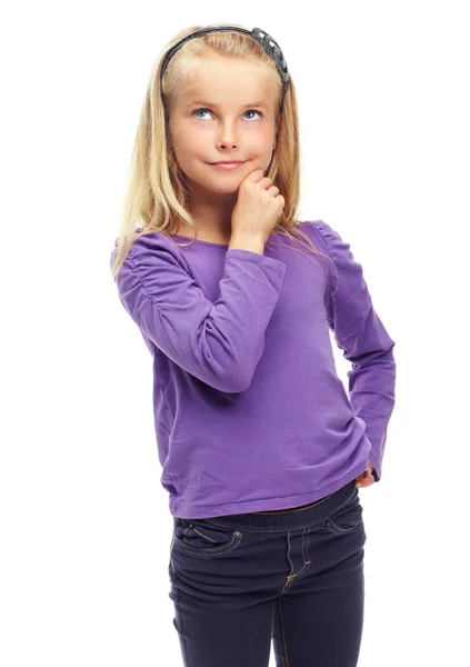 Hmmmm What Shall Grow Sweet Little Blonde Girl Posing Thoughtfully — Stock Photo, Image