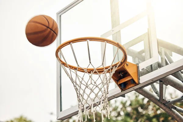 Basketball Net Ball Flight Sports Game Outdoors Match Usa Sport — Stock Photo, Image