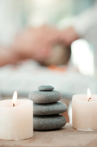 Spa Rock Candle Relax Room Atmosphere Mood Ambience Health Club — Stock Photo, Image