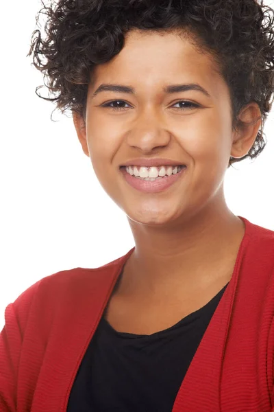 Ella Tiene Enfoque Positivo Vida Retrato Una Hermosa Joven Sonriendo — Foto de Stock