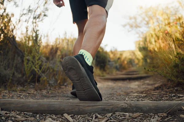 Piernas Zapatos Corredor Camino Naturaleza Para Ejercicio Cardiovascular Entrenamiento Deportivo — Foto de Stock