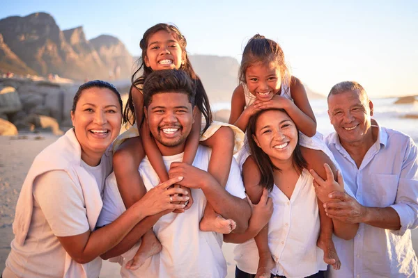 Zomer Liefde Grote Familie Zuid Afrika Aan Het Strand Genieten — Stockfoto