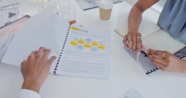 Gente Negocios Planeando Documento Papel Agencia Marketing Startup Oficina Moderna — Vídeo de stock