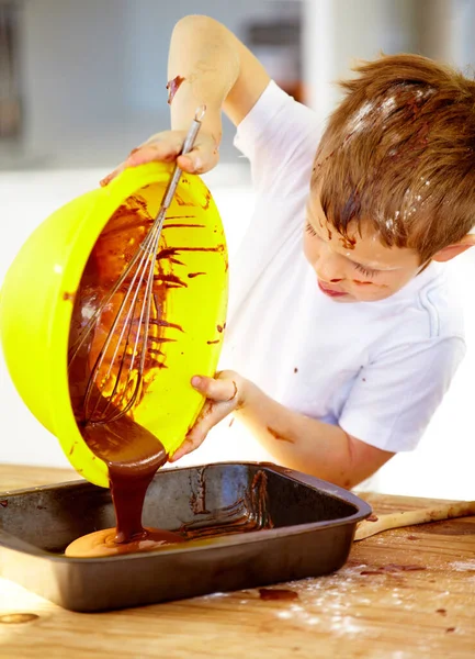 Futuro Delle Arti Culinarie Bambino Ricoperto Pasta Farina — Foto Stock