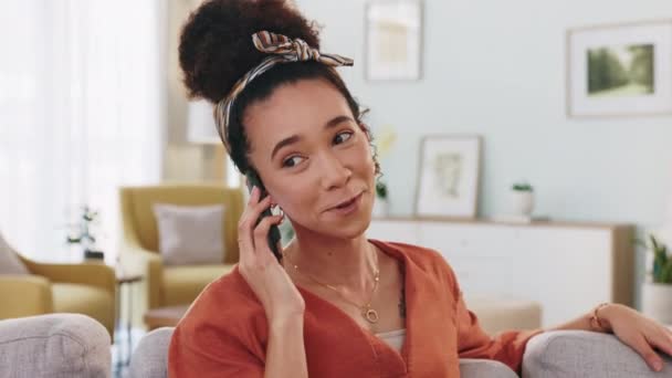 Relax Comunicación Llamada Telefónica Con Mujer Sala Estar Para Creación — Vídeo de stock