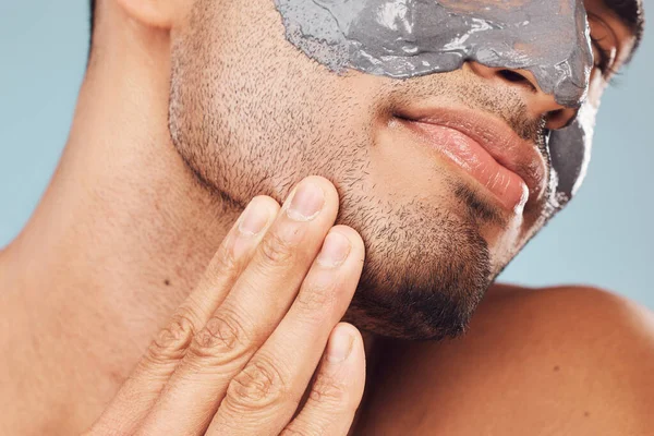 Closeup One Mixed Race Man Touching His Beard Chin While — Stock Photo, Image