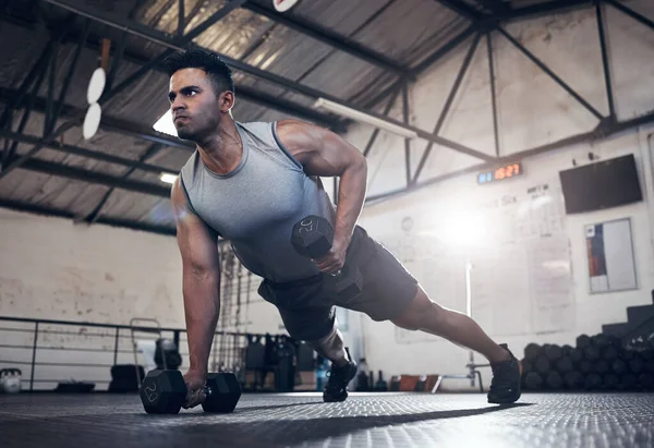 Entrenamiento Mancuerna Fitness Para Hombre Entrenamiento Salud Estilo Vida Motivación —  Fotos de Stock