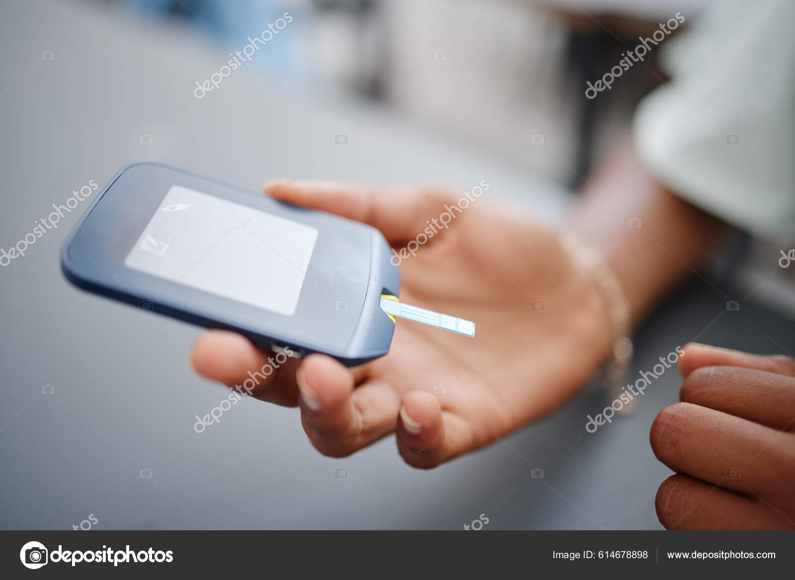 Hands Diabetes Test Strip Sick Woman Patient Diabetic