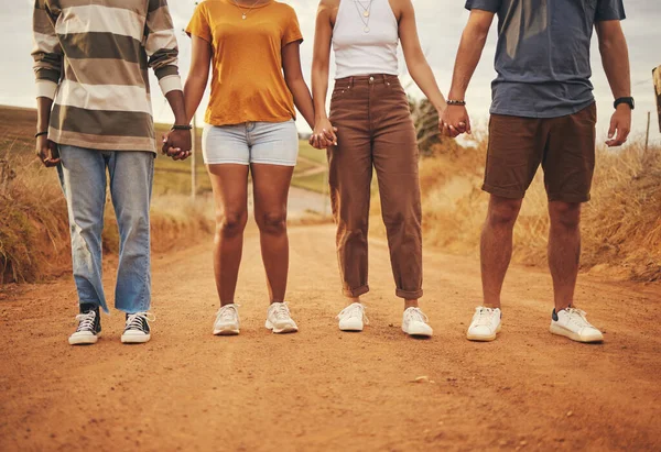 Apoyo Trabajo Equipo Amigos Tomados Mano Verano Para Vacaciones Viaje —  Fotos de Stock