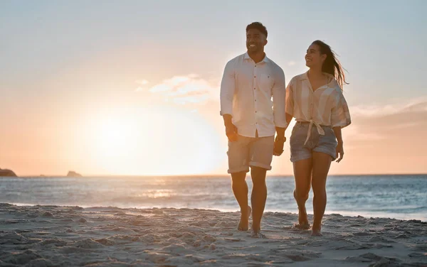 Hold Hand Life Young Couple Spending Time Together Beach — Stock Photo, Image