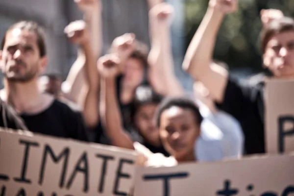 Ahora Entonces Cuando Grupo Jóvenes Que Protestan Contra Cambio Climático — Foto de Stock